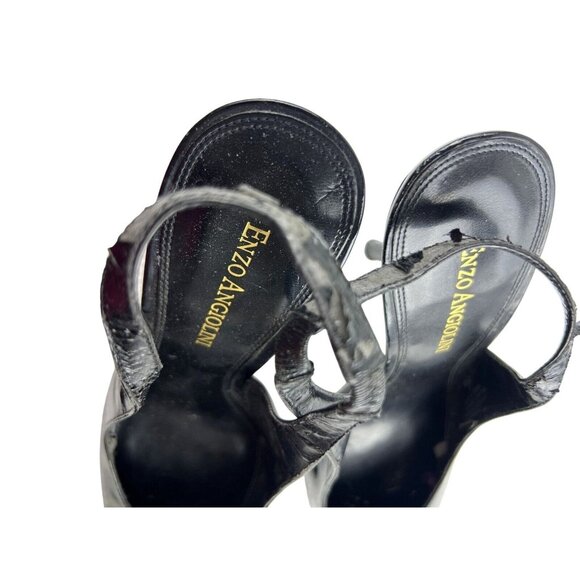 Enzo Angiolini Black Patent Leather Preppy Classic Chic Slingback Stilettos 7.5M - Picture 10 of 15